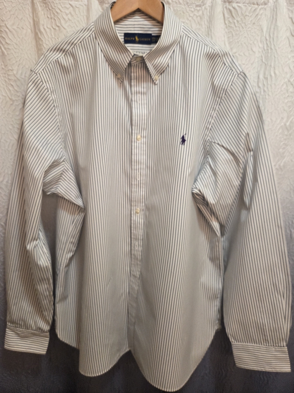 Polo by Ralph Lauren Men's White with Navy Stripe Button-Down Shirt